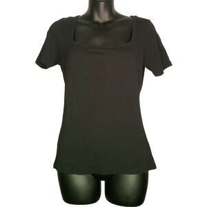 A new Approach - Ana Women's Large Black Square Neck Short Sleeve Soft T-shirt